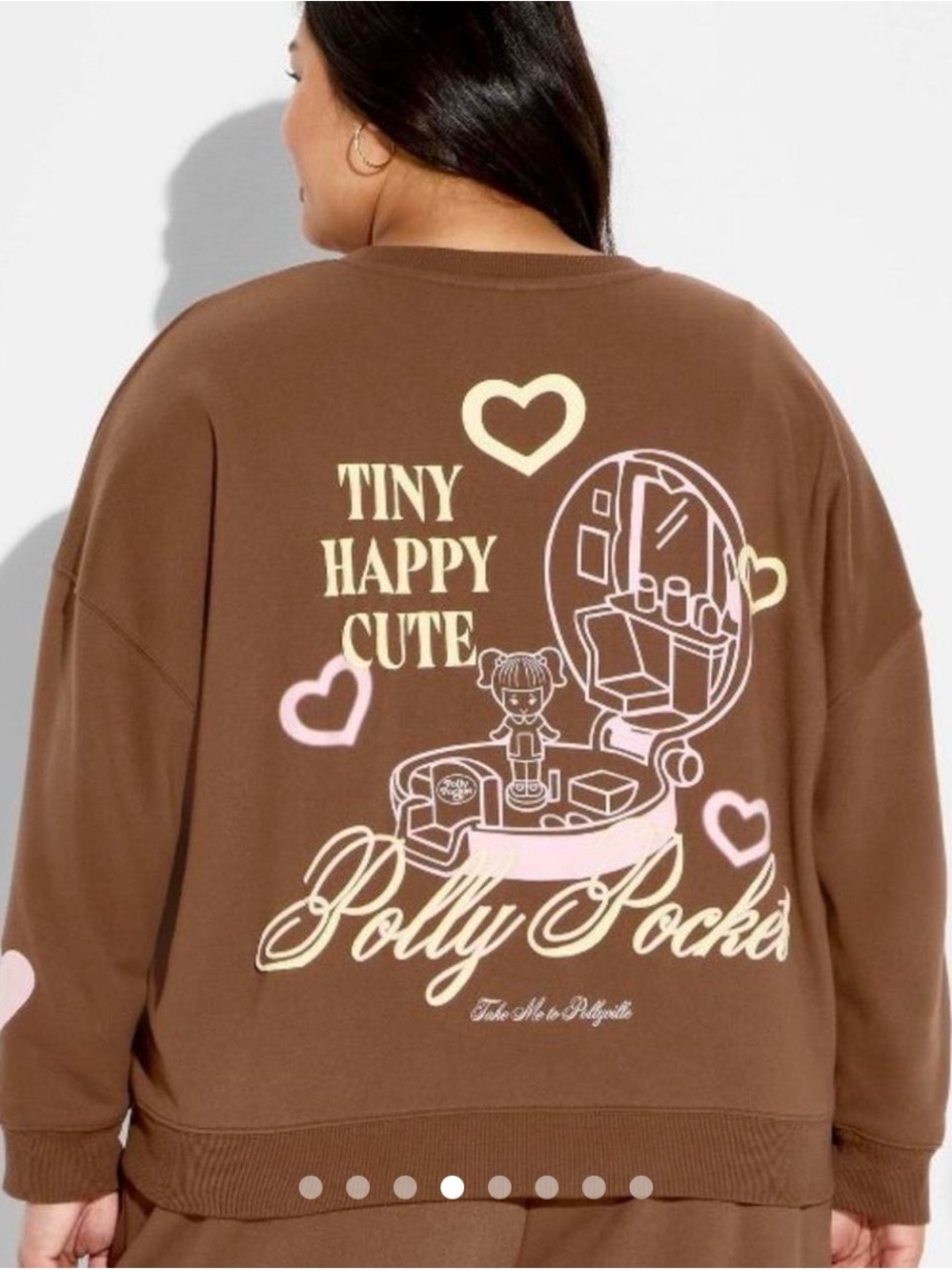 Polly Pocket Brown Graphic Sweatshirt Tiny Happy Cute